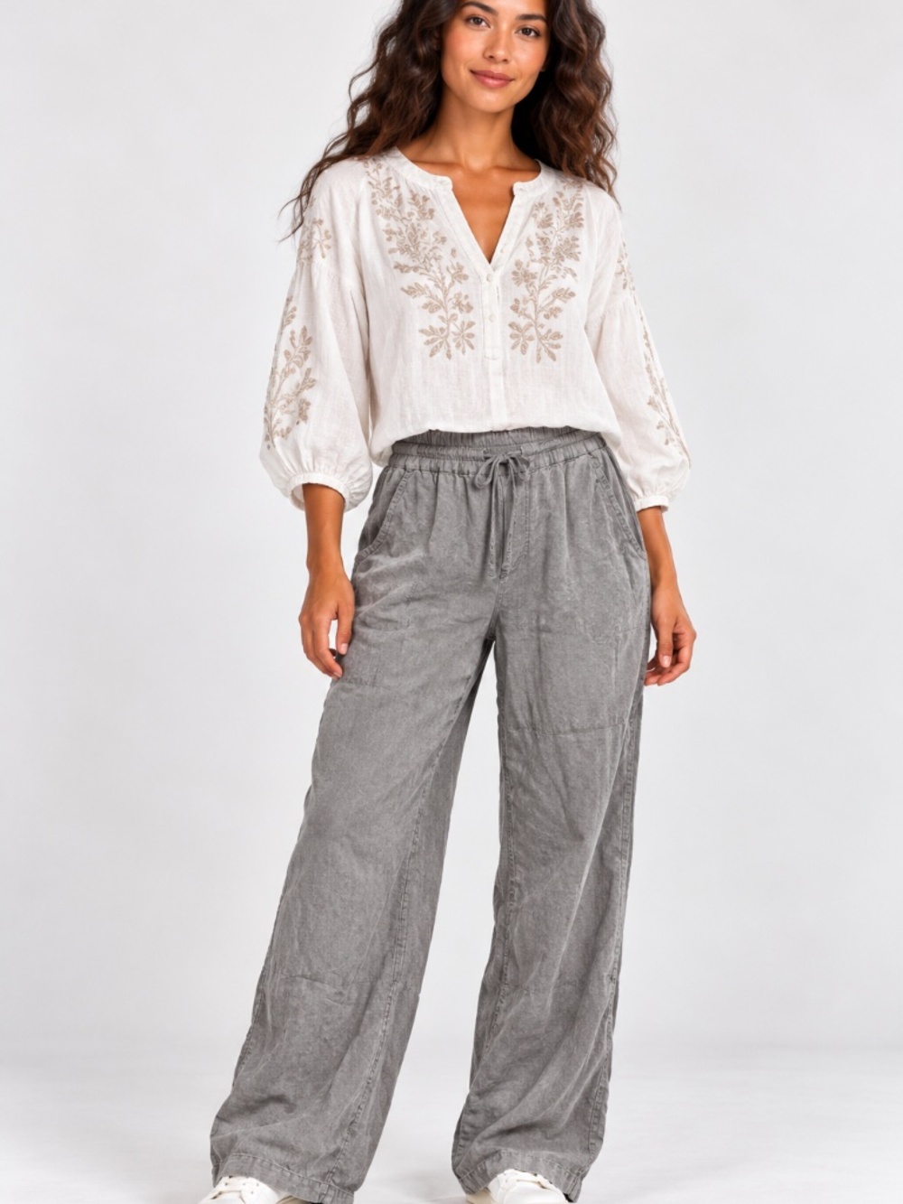 Artisan NY 100% Linen Wide-Leg Pull-On Trousers